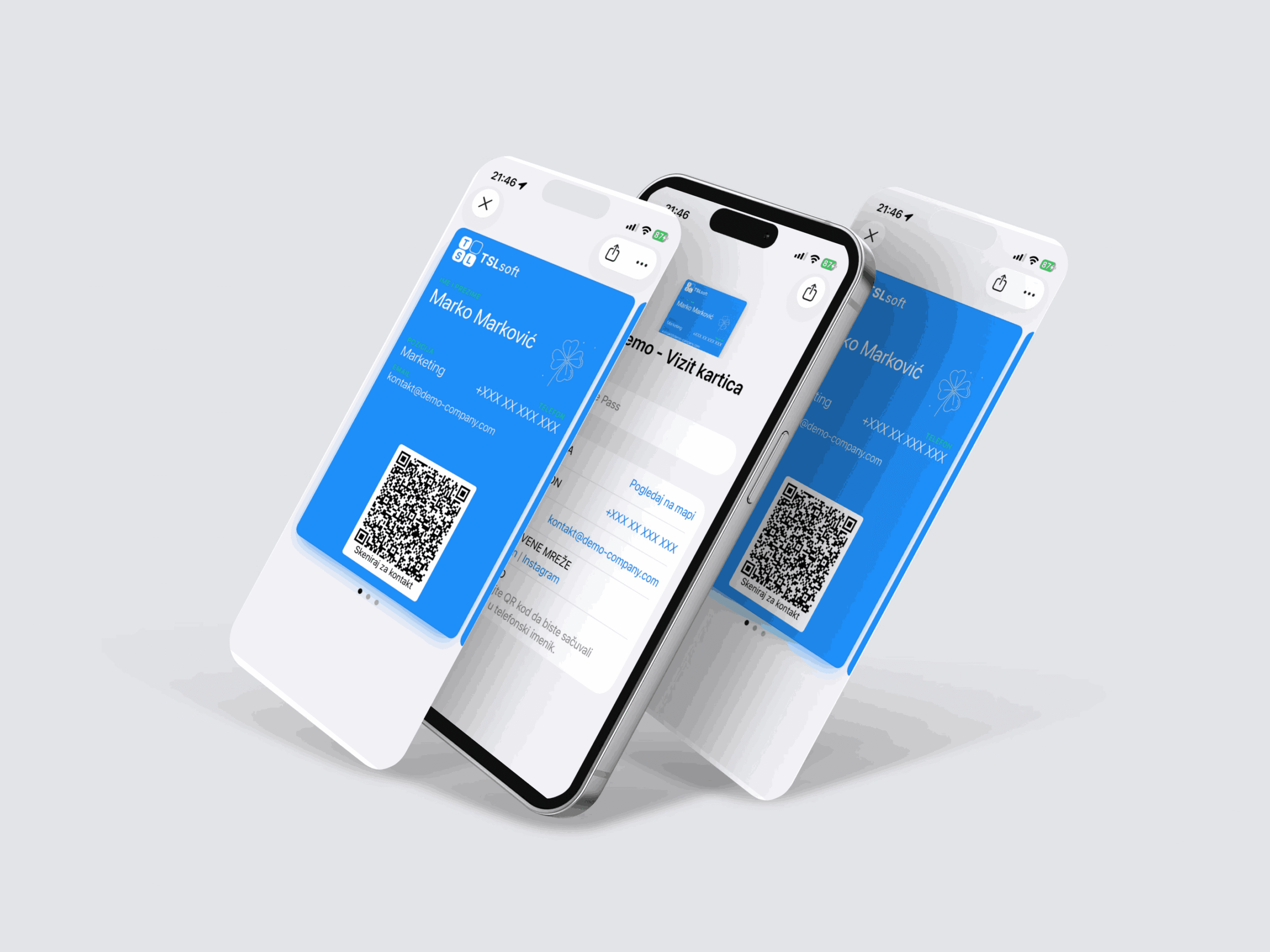 Digitalne vizit kartice za apple i google wallet u telefonu